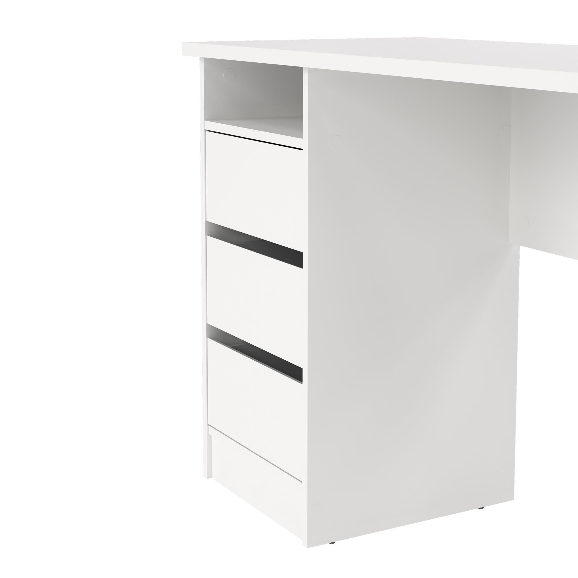 Mesa Escritorio para Ordenador Júcar White con 3 Cajones,Color Blanco, 110 x 49 x 76 cm