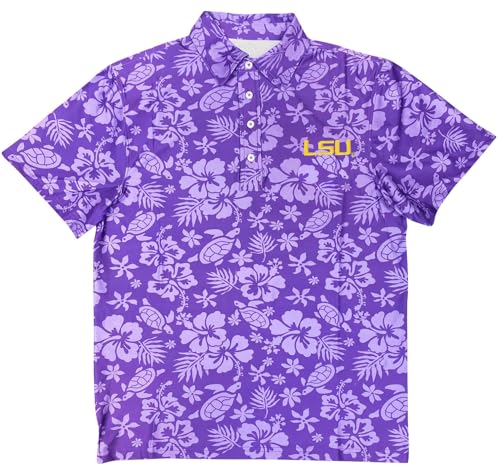 Wes and Willy Mens Sport Fan SPF 50+ Performance Polo (LSU, X-Large) Purple