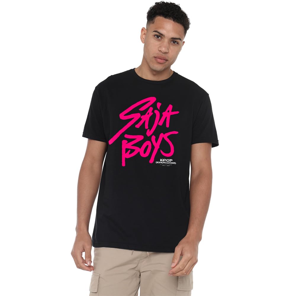 K-Pop Demon Hunters - Saja Boys Pink Logo Unisex T Shirt, Black, XXX-Large