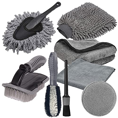 GADLANE 9-delige autoreinigingskit met opbergtas inclusief stofferingborstel, detailborstel, microvezelpad, microvezeldoek, wielborstel, drooghanddoek, glasdoek, Mitt, microvezel stofdoek - Image 3