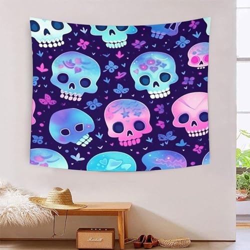Serviette de plage géante et tenture de lit imprimé crâne en tissu