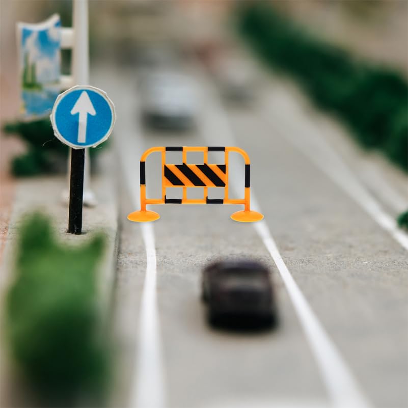 Abaodam 12Pcs Mini Traffic Road Blocks Plastic Fence Models for Kids Role Play and Table Scene Decoration Lightweight Durable - Image 2