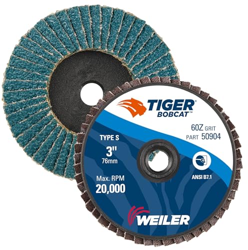 Image of Weiler 50904 Bobcat 3 inch Diameter, 60 Grit, Zirconium, Plastic Backing, Type 29 Specialty Abrasive Flap Mini Disc