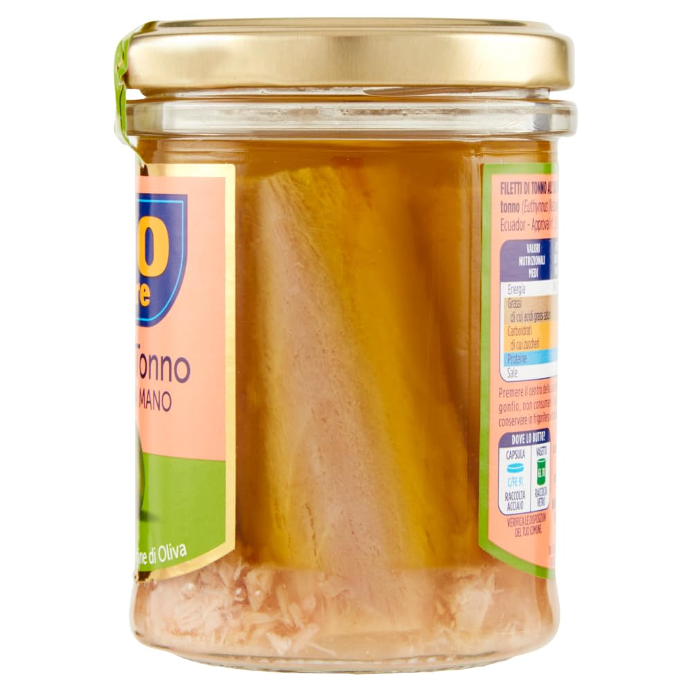 Italian Gourmet bundle für Rio Mare Thunfischfilets im Glas 12x180g in nativem Olivenöl, handgearbeitet, Premium-Antipasti & Salate, proteine reich + Italian Gourmet polpa