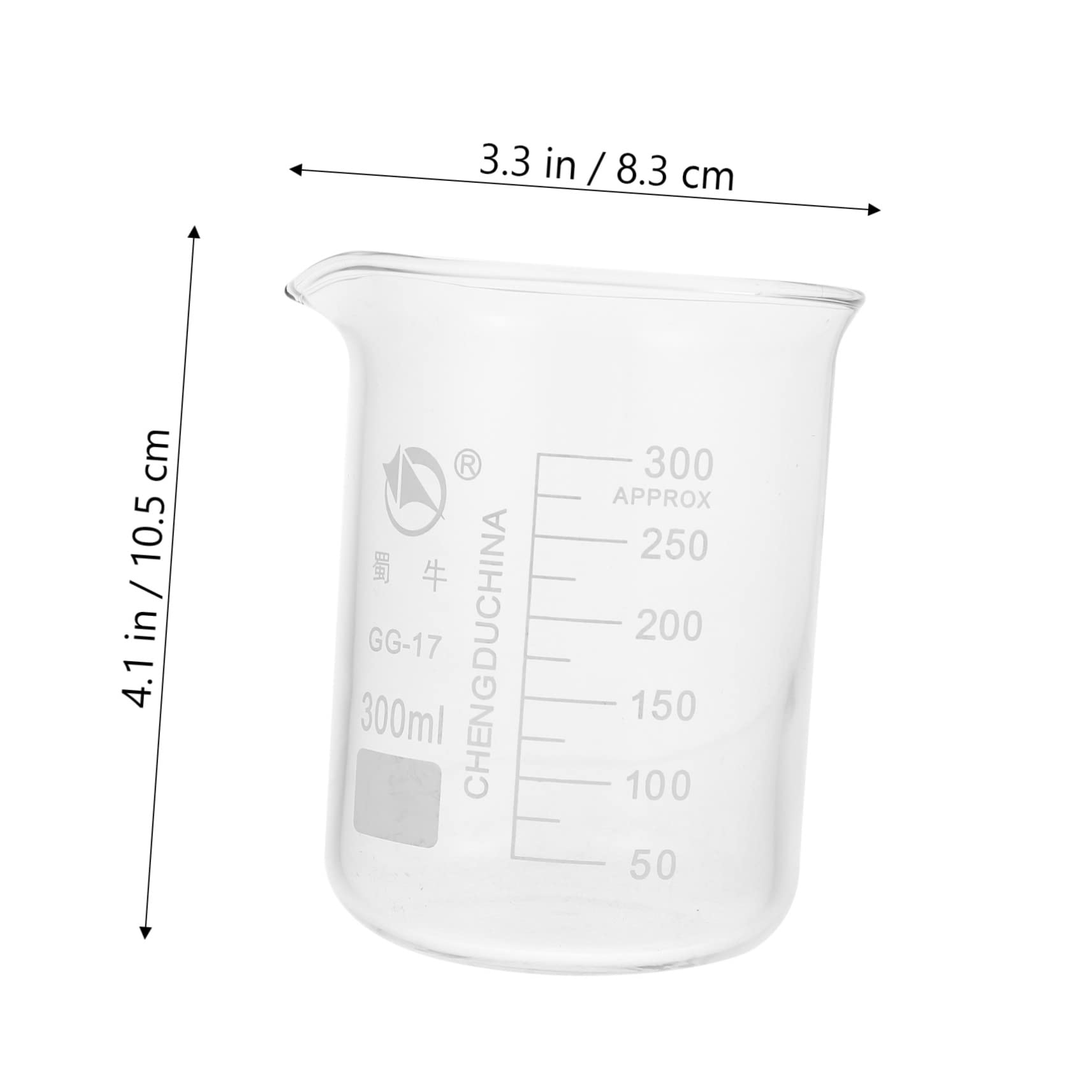 MUCKLILY 4pcs Glass Measuring Beakers Beaker Set for Lab Graduated Measuring Cups Spout Laboratory Glass Beakers Heat Resistant Sturdy Easy to Use