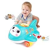 Kidpal Baby Toys for 1 Year Old Boys Girls, Airplane Musical Toys Crawling Toys with Smart Wheel Moving, Infant Children Kids Toddler Plane Toy 6 8 10 12 Months Baby Einstein Toy