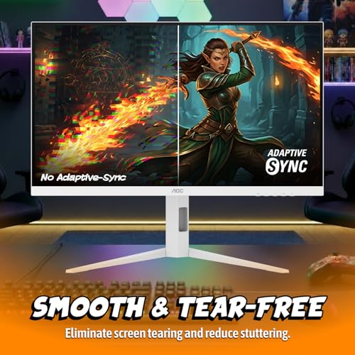 Image of AOC 27 Inch Gaming Monitor QHD 320Hz Mini-LED HDR1000, White, Q27G4SLM /WS | 2560x1440 Computer Monitor, 1ms GtG, HDMI 2.1, DP 1.4, Height Adjustable Stand, Earphone Out, VESA Mount, Console Ready