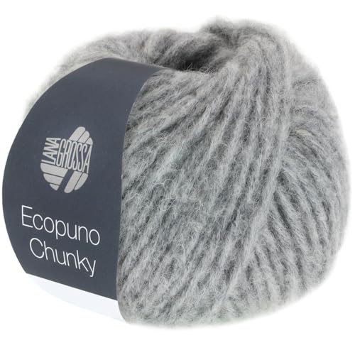 LANA GROSSA Ecopuno Chunky | Superleichtes, flauschiges Effektgarn mit Baby Alpaka | Handstrickgarn aus 33% Schurwolle (Merino) & 19% Alpaka | 50g Wolle zum Stricken & Häkeln | 70m Garn FB 125