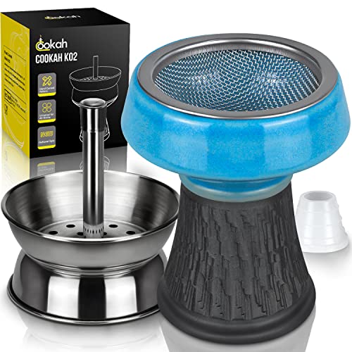 Cookah Shisha Steinkopf Set, Premium Shisha Kopf Set mit Kaminaufsatz, Universal Wasserpfeife Zubehör Ink.Tabakkopf…