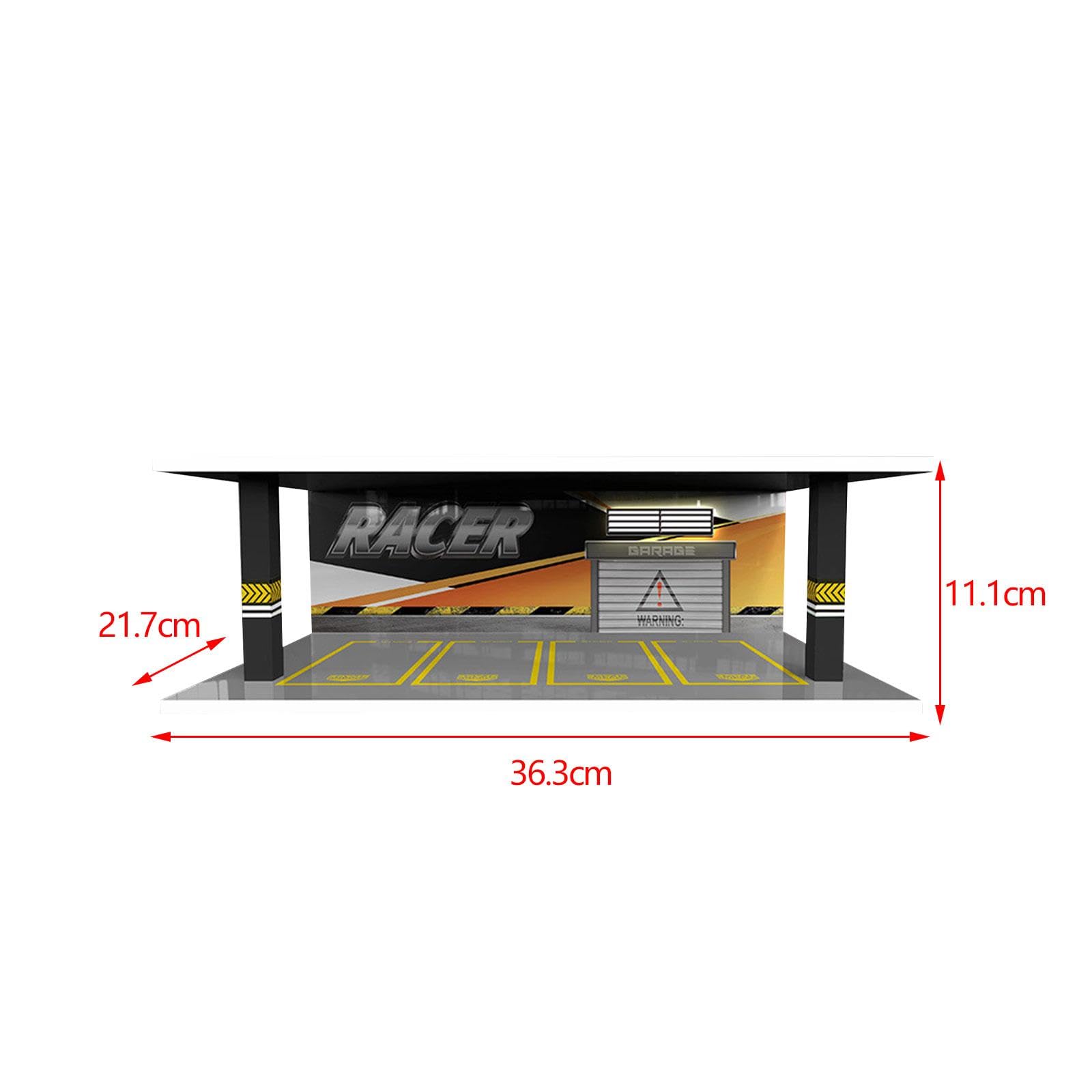 Vitrina para Coches a Escala Caja Expositor Garaje Maqueta Estuche Transparente con Tapa LED Mejora La Visualización Adecuada para Colección P, Estilo H