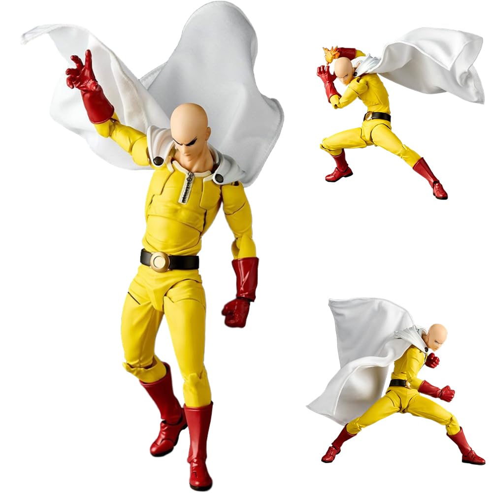 Saitama - Figura de acción de anime Saitama, figura súper movible con accesorios reemplazables, modelo de estatua coleccionable de PVC, 15 cm