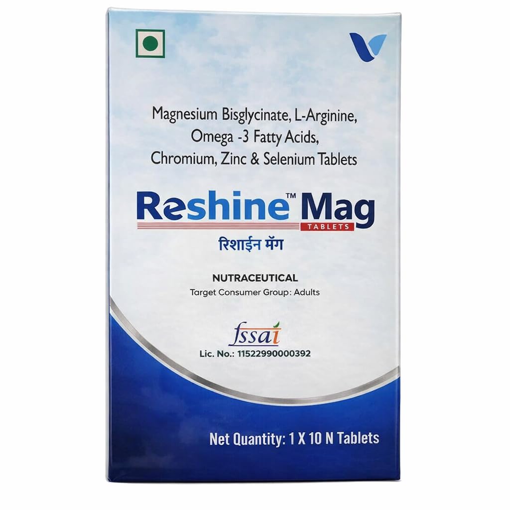 Reshine Mag Tablets | Magnesium Bisglycinate with Omega-3, L-Arginine, Zinc, Selenium | Supports Calm Mind, Energy, Muscle Relaxation | 10 Tablets-image-14