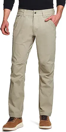 CQR Men's Vent Stretch Pants, Cool Dry Lightweight Casual Cargo Pants, Water Resistant Straight-Fit Utility Work Pants