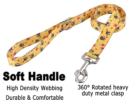 Mihqy Hundehalsband und Leine Set, Verstellbares, Weich & Komfort Nylon Hunde Halsband für Kleine Mittlere Große Hunde Welpen Katzen(Biene Set,S)