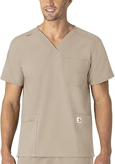 Carhartt Unisex V-Neck 6-Pocket Scrub Top, Khaki