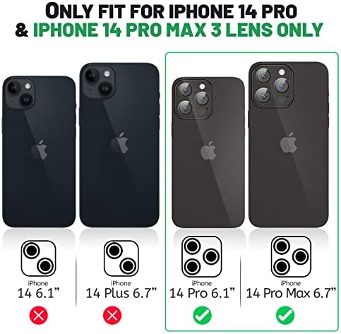 Kinmiee Camera Lens Protector for iPhone 14 Pro Max 6.7-Inch and iPhone 14 Pro 6.1-Inch, 9H Tempered Glass, Not Affect Night Shot, HD Clear, 3-Pack