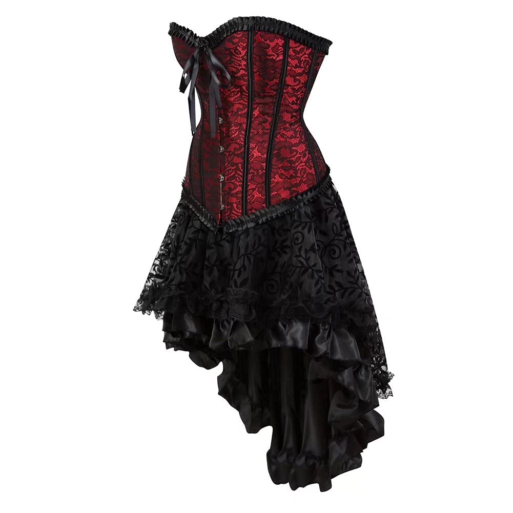 jutrisujo Corset Bustier Robe Jupe Femmes Sexy Dentelle Lingerie Grande Taille Burlesque