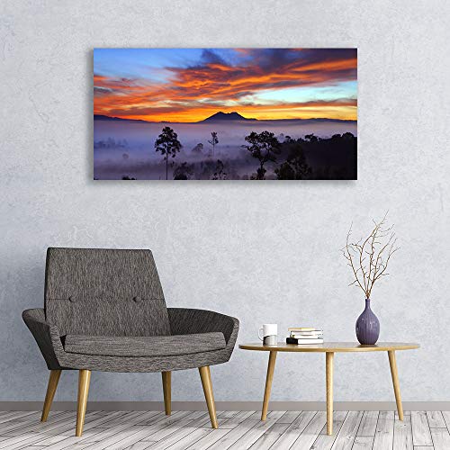 Impression sur toile haut de gamme 120x60cm arbres brumeux Tulup