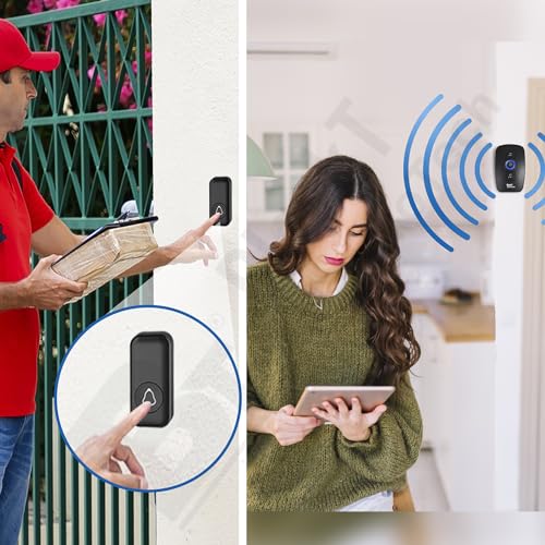 Image of Blackt Electrotech (BT03DB) : Wireless RF Doorbell Set with Volume Control, and Long Range for Home and Office (Black)