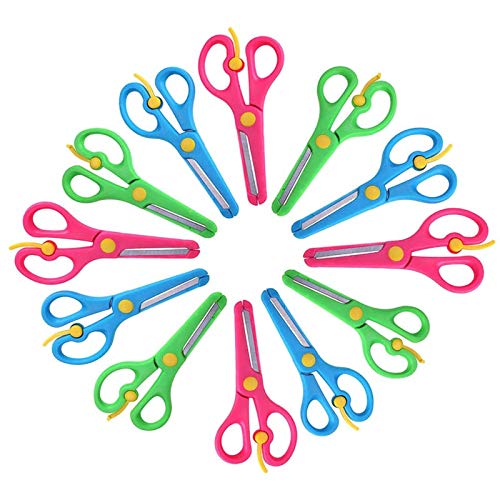Orgrimmar 12 PCS Preschool Training Scissors Anti-Pinch Art Craft Kids Scissors