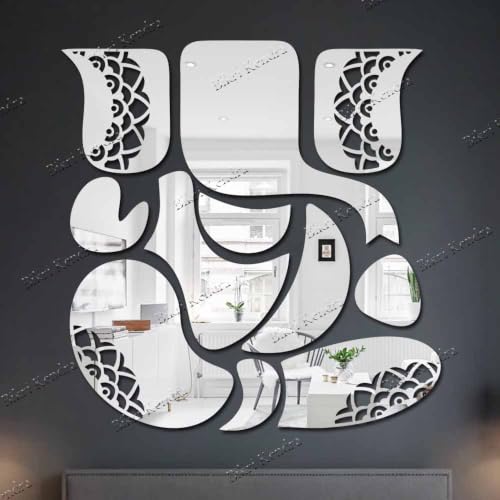 Image of Bikri Kendra - Ganesha 3D Mirror Wall Stickers (Silver Mandala)