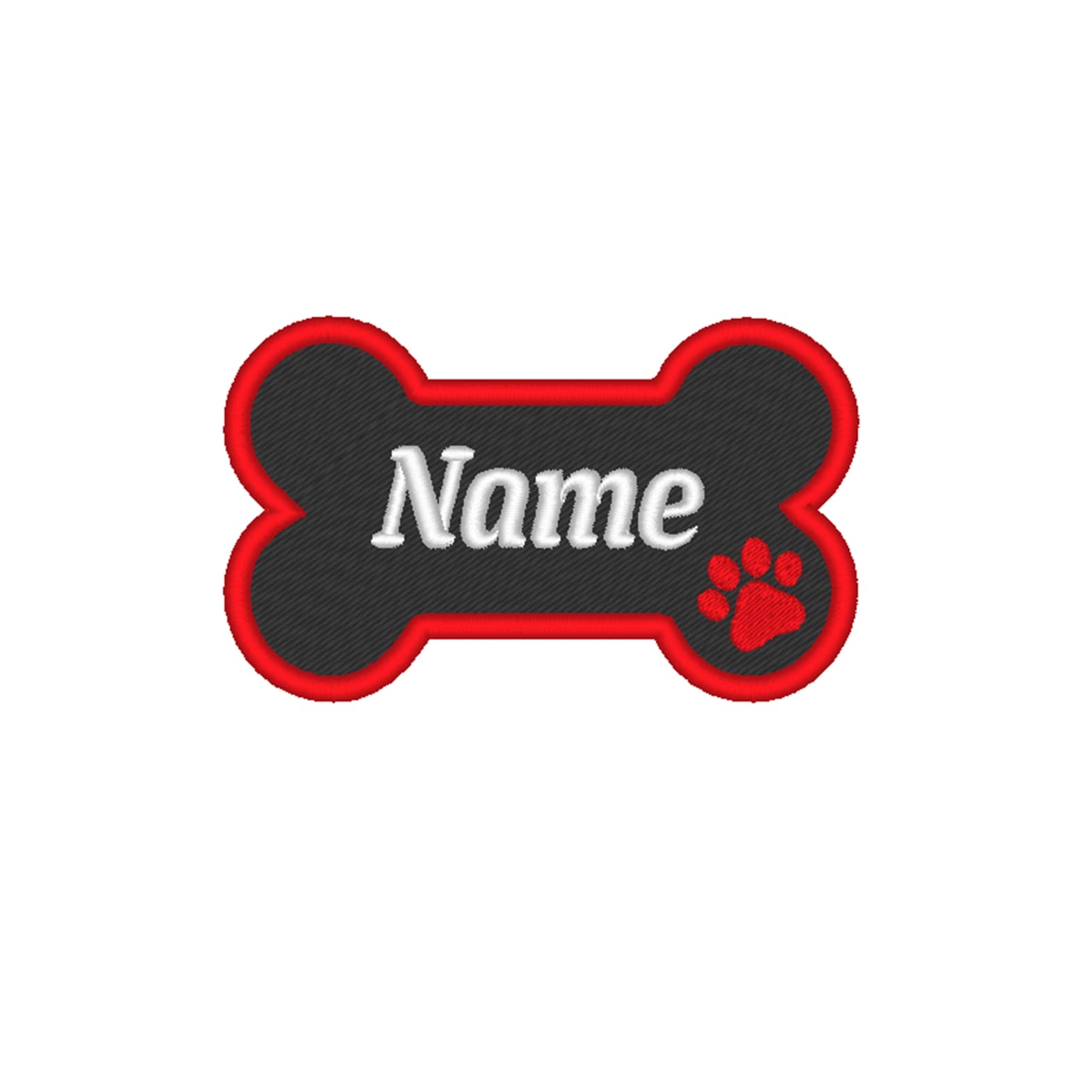 Custom Embroidered Dog Bone Pet Name Dog Tag Service Dog Sew on Patch