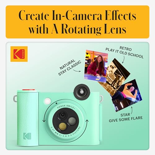 Image of Kodak Smile+ 2-in-1 Digital Instant Print Camera & Photo Printer Gift Bundle + Case + Zink 2x3 Sticky Back Photo Paper 20pk + Album + Sticker Sets + Sticker Frames + Hanging Frames + Markers - Green