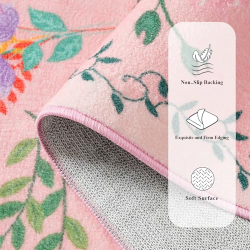 Tapete rectangular rosa 6 x 9 pies con diseño floral miniatura 6