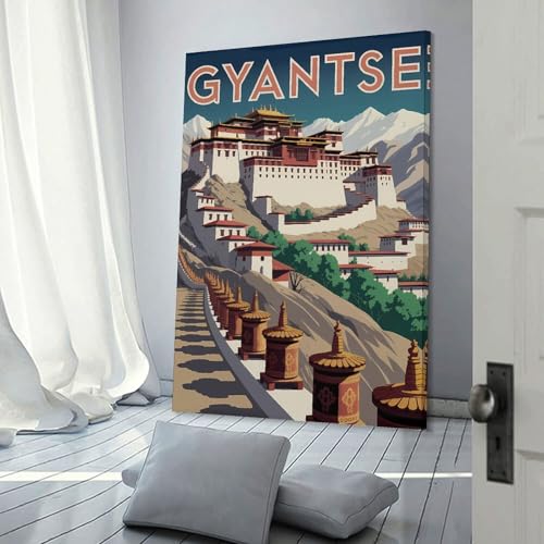 Toile pour la décoration du salon Gyantse Vintage Travel cadre rétro de voyage 40x60cm