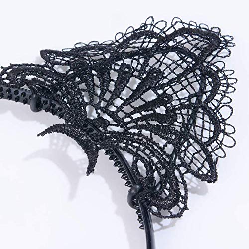 Sexy Lovely Women Fashion Lace Cat Ears Headband Hair Accessories for Cosplay Carnival Party Halloween Christmas Valentine Day(Black) - Image 3