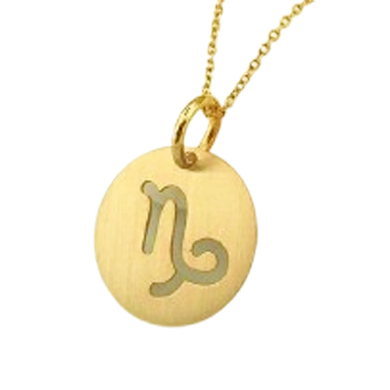 LKBEADS Collana con ciondolo con moneta incisa del segno zodiacale Capricorno da 24 mm con catena a maglie da 18 pollici | Argento sterling placcato oro | Gioiello regalo unisex | LK_PNDN_1932