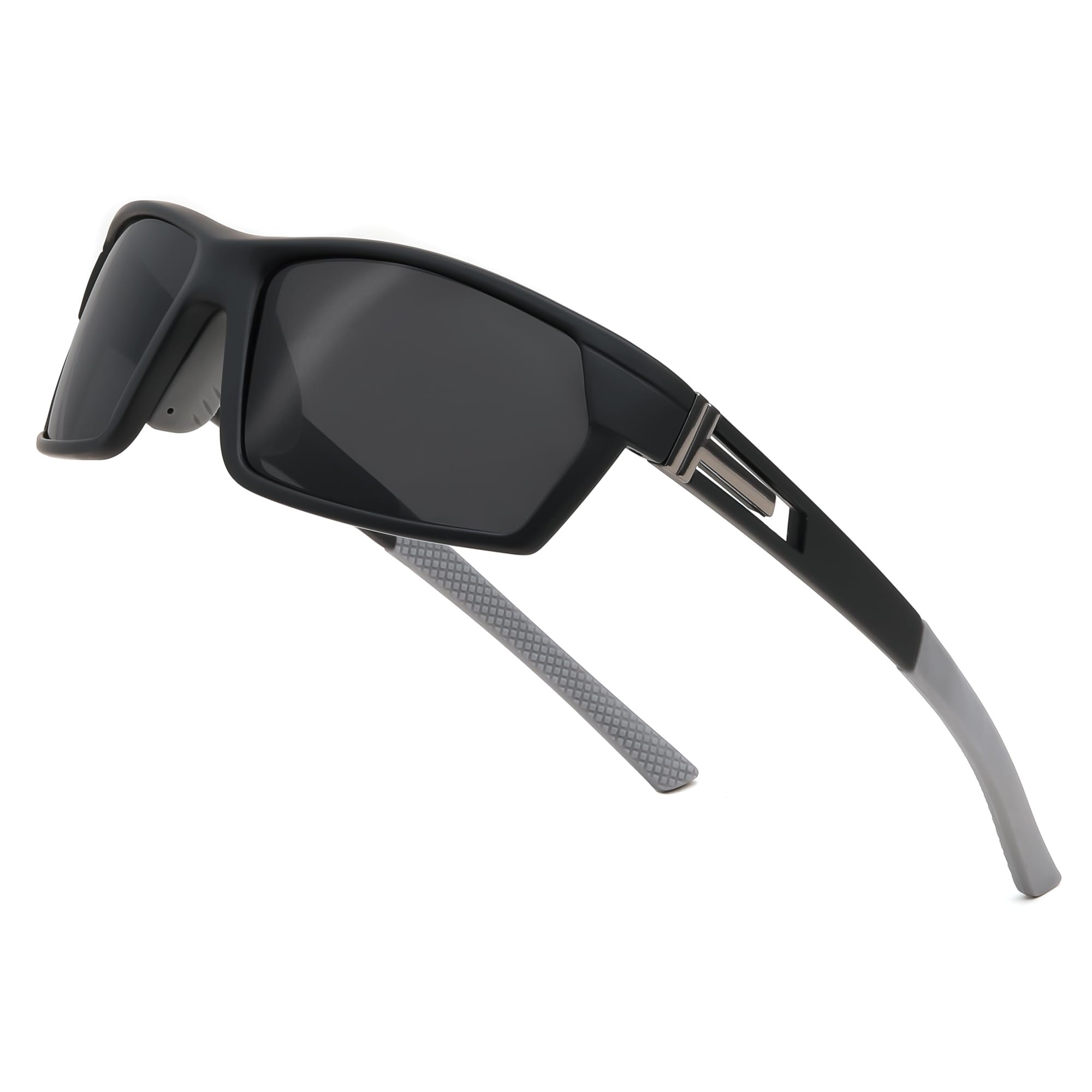 FEISEDY Polarized Sports Sunglasses for Men Women Youth Baseball Cycling Running Glasses UV400 Protection B0135 Black Frame & Grey Lens 60 Millimeters
