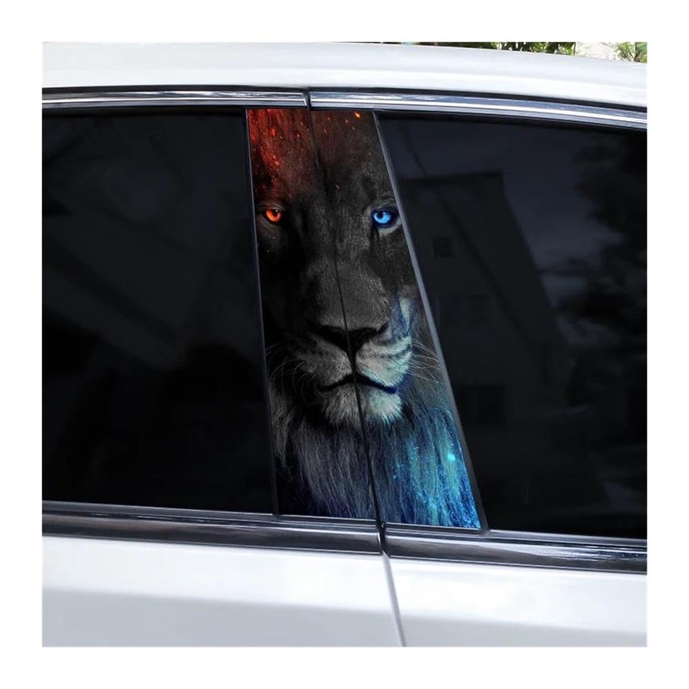 Decorative Items 2pcs Blue Eyes Wolf Car B-Pillar Sticker DIY Car Center Column Decal Waterproof(E)
