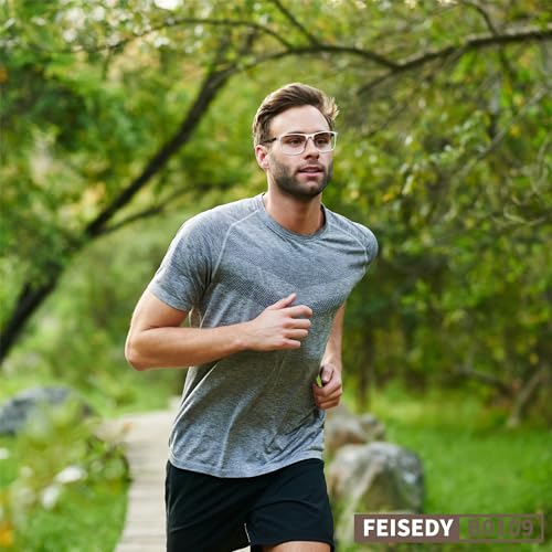 Image of FEISEDY Blue Light Glasses for Women Men TR90 Sports Ultra-Light Glasses Anti Glare UV Protection B0109