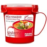 Sistema Microwave Mikrowellen-Suppentasse, mittelgroß | mikrowellenfeste Frischhaltedose | 656 ml | BPA-frei | rot