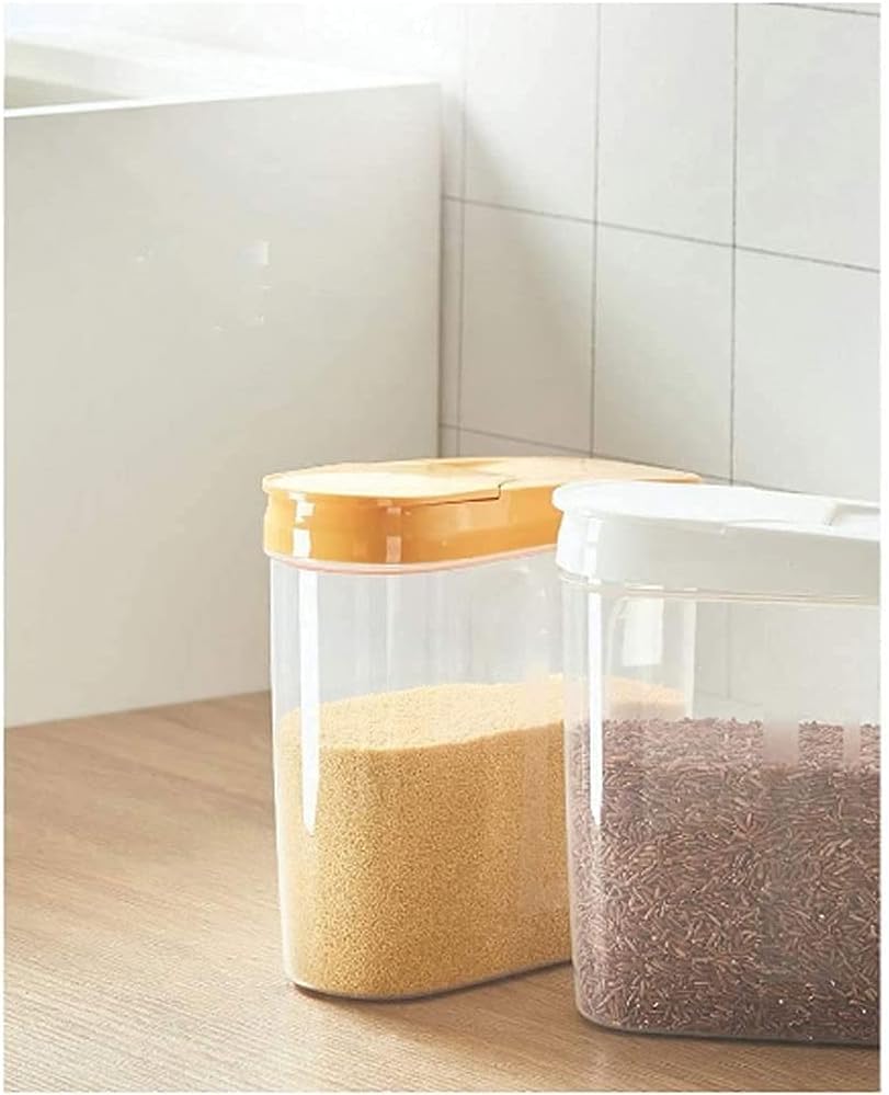 Cereals Storage Box Cereal Container Rice Storage 2.5L Plastic Cereal Dispenser Storage Box Kitchen Food Grain Rice Container Nice Kitchen Rice Flour Grain Storage