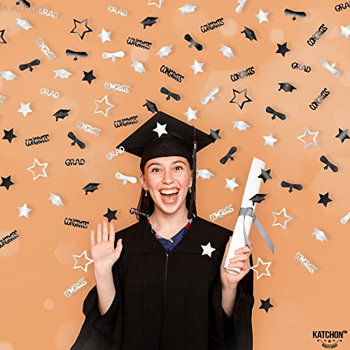 Image of KatchOn, Black and Silver Graduation Confetti - Pack of 1300 | Grad Confetti for Graduation Decorations 2026, Black and Silver 2026 Graduation Decorations, Grad Table Decorations 2026