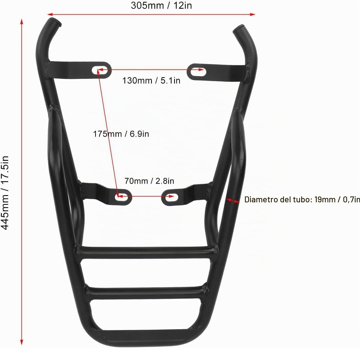 Portapacchi Posteriore per Moto, Staffa di Supporto per Tubo in Ferro 19 Mm, Barra per Corrimano del Passeggero, Adatto per R NineT 2014-2022, R NineT SCRAMBLER 2016-2022, R