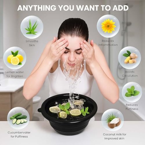 Image of Agonize Collapsible Face Ice Bowl with Built-in Ice Tray - Silicone Facial Ice Bath, Reusable Skincare Tool for Depuffing, Skin Tightening & Radiant Glow