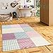 Produktbild Pergamon Kinderteppich Maui Kids Pastell Bunt - Weicher Teppich mit Karo & Sternen Muster für Kinderzimmer, Spielzimmer & Babyzimmer