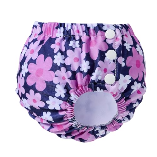 Durio Reusable Swim Diapers Washable Baby Swim Diaper Unisex Infant Toddler Swimming Essentials Waterproof B Flowers 6-12 Months - Thumbnail 2