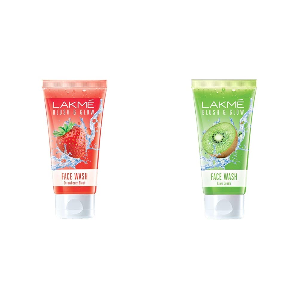 LAKMÉ Blush & Glow Gel Face Wash Strawberry Blast, 100g and Blush & Glow Kiwi Freshness Gel