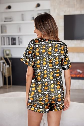 Image of Ekouaer Silk Pajama for Women Short Sleeve Satin Pj Set Two Piece Soft Sleepwear Loungewear S-XXL