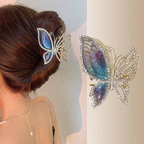 COMSY Schmetterlings-Haarspangen, Schmetterlings-Glitzer-Haarspange, Fee, Bobby Pin, Haarschmuck für Mädchen, Frauen, Hochzeit, Party, Braut