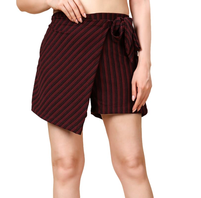 london hills Women’s Western Shorts Women & Girls Overlap short's for Women Striped Skirts Mini Shorts Half Dress-picture-13