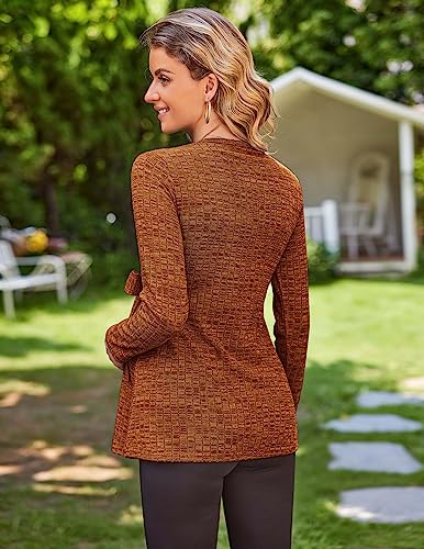 Image of Ekouaer Maternity Shirts Ribbed Long Sleeve Pregnancy Sweater Tops Outfits