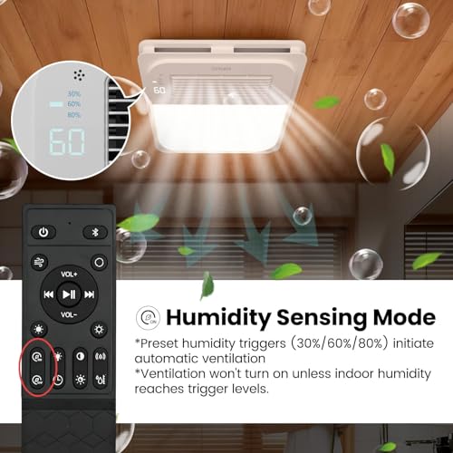 Extractores para Baños de Techo 5 en 1 con Calefacción, Luz LED 3CCT, Altavoz Bluetooth, Sensor de Humedad y Control Remoto | 1600 W, 170 CFM, 1,5 Sones, Blanco miniatura 5