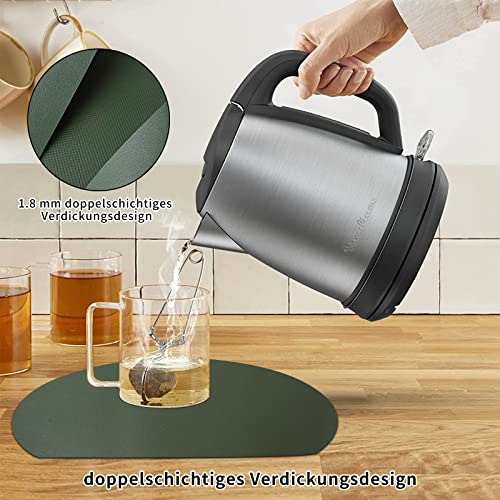 WAKOSAN Leather Placemats and Coasters, Washable Round, Place Mats for Kitchen Dining Table Set of 4 (Semicircle, Green) - Image 4