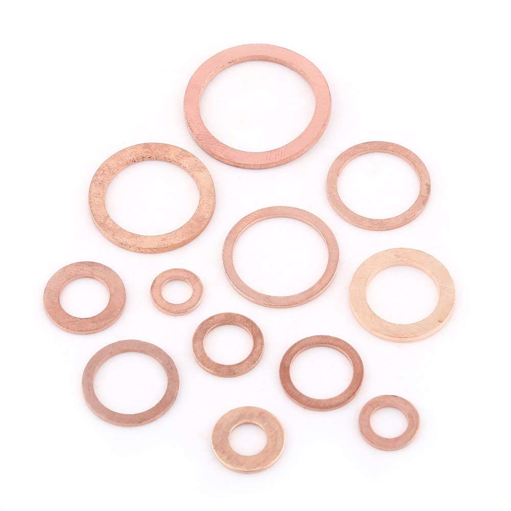 280 Pezzi Rondelle Rame, M5 M6 M8 M10 M12 M14 M16 M18 M20 M22 M26 Kit di Classificazione Metrica Guarnizione Rame Olio Anello Tenuta per Fissaggi a Vite, Sistemi Idraulici
