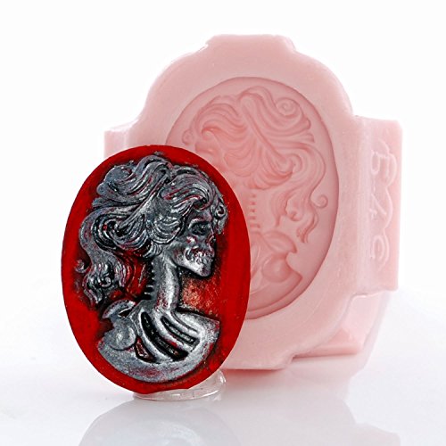 Lolita Skull Cameo Silicone Mold Food Safe Fondant, Chocolate, Candy, Resin, Polymer Clay, Jewelry, Craft Mold #TOP4